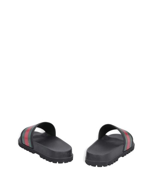 Gucci White Web Pool Slides for men