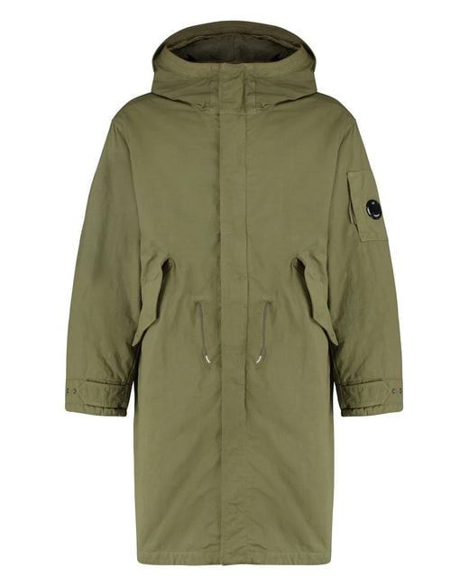 C P Company Green C.P.Company Hooded Cotton Parka for men