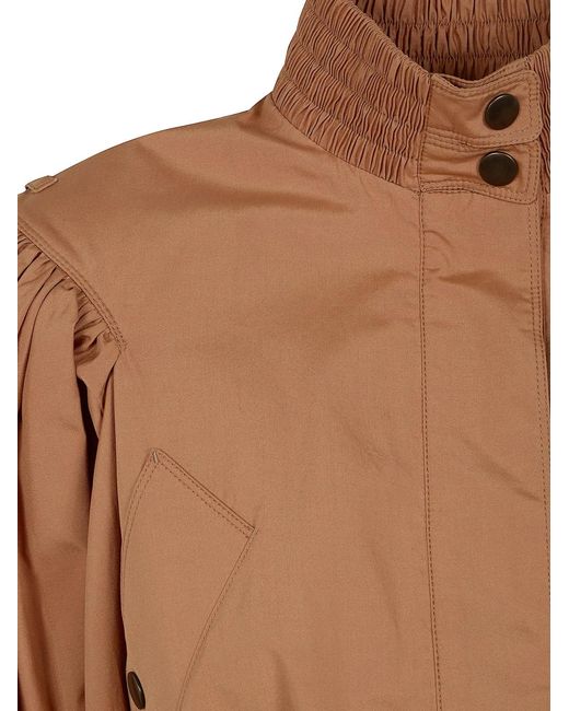Chloé Brown Belted Puff-Sleeve Jacket