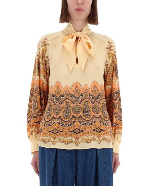Etro Blue Multicolour Silk Top