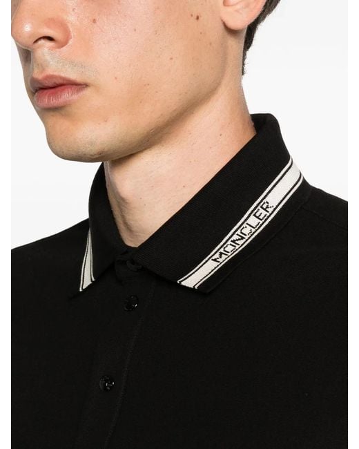 Moncler Black Logo Collar Cotton T-Shirt for men