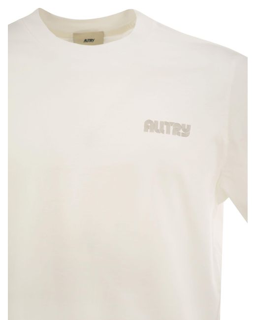 Autry White Cotton T-Shirt With Printed Logo
