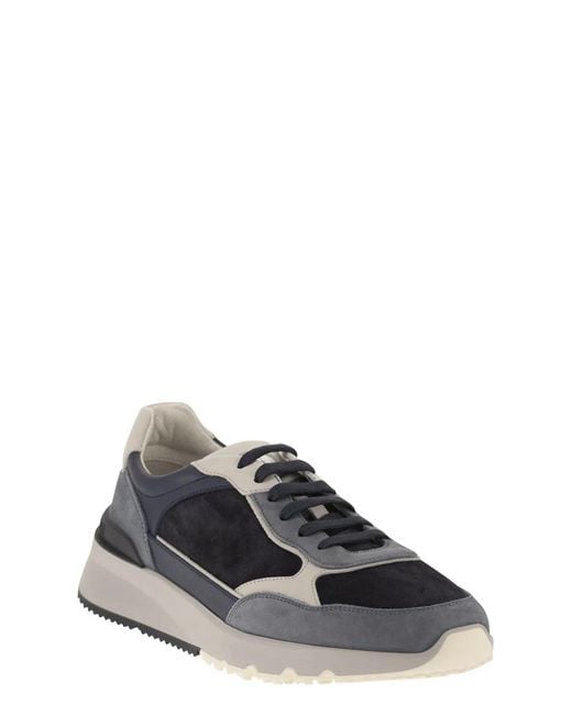 Brunello Cucinelli Gray Light And Nubuck And Suede Runners With A Lightweight Micro Sole for men
