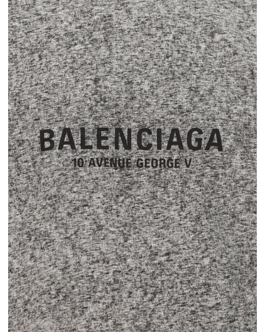 Balenciaga Gray Logo Print T Shirt for men