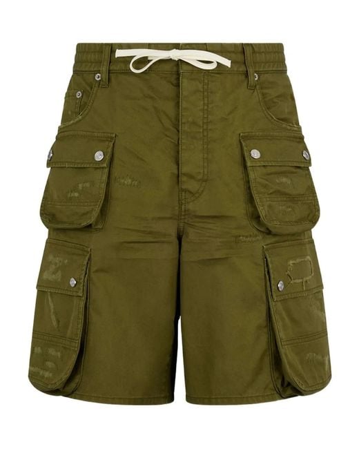 DSquared² Green Multi-Pocket Shorts for men