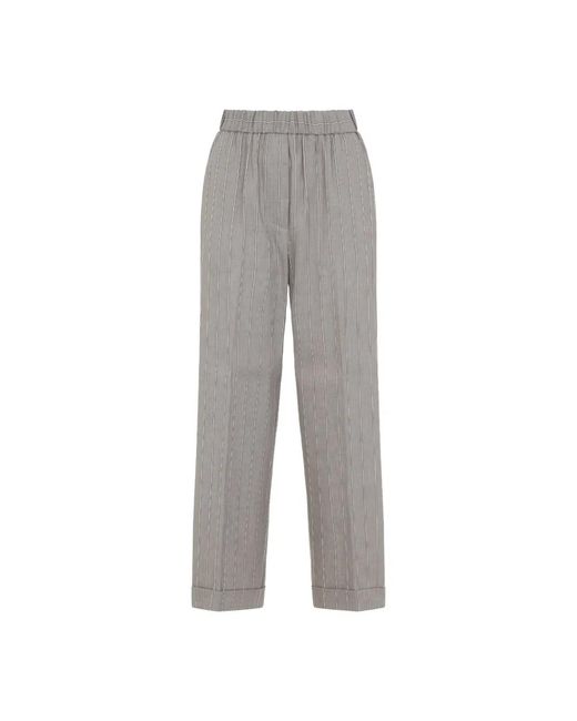 Peserico Gray Linen Cotton Pants