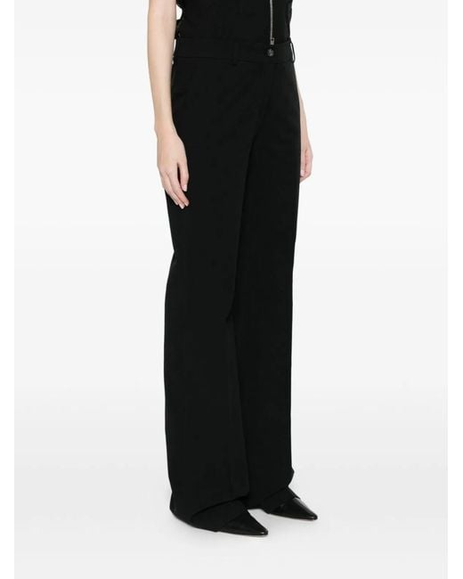 Via Masini 80 Black Cotton Wide-Leg Trousers