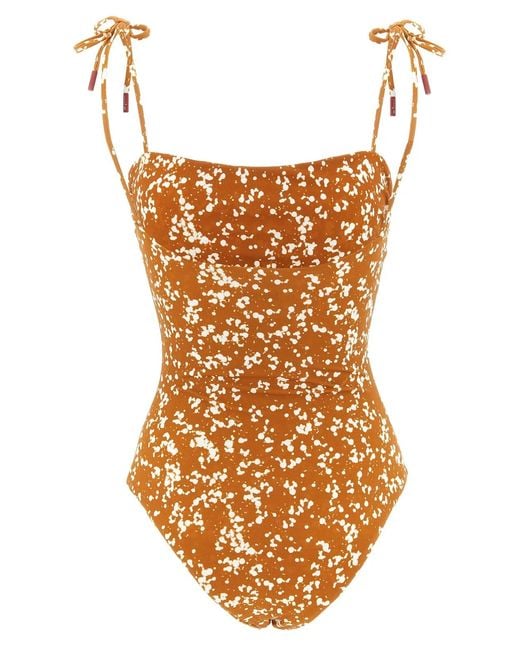 Kiton Brown One-Piece Swimsuit Off The Shoulder