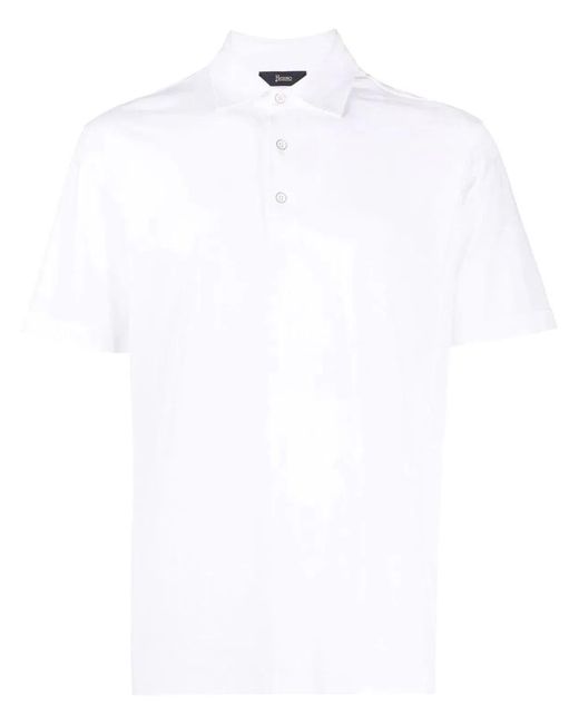Herno White Crepe Polo for men