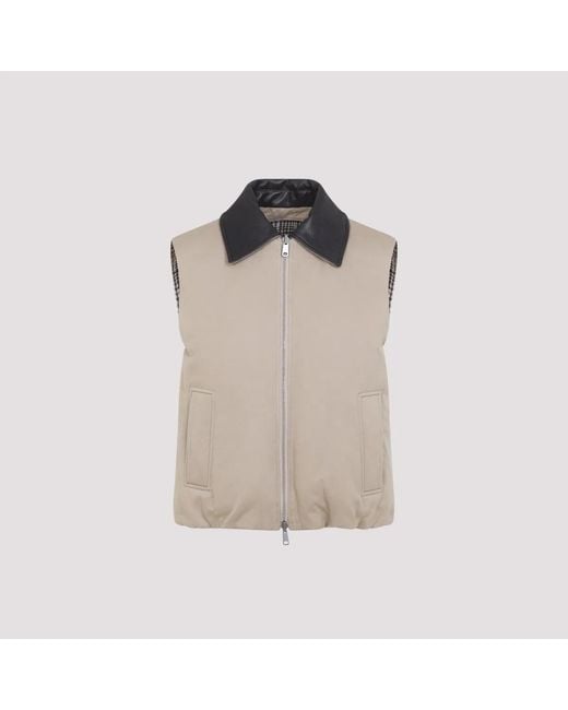 Brunello Cucinelli Brown Tobacco Cotton Padded Reversible Vest
