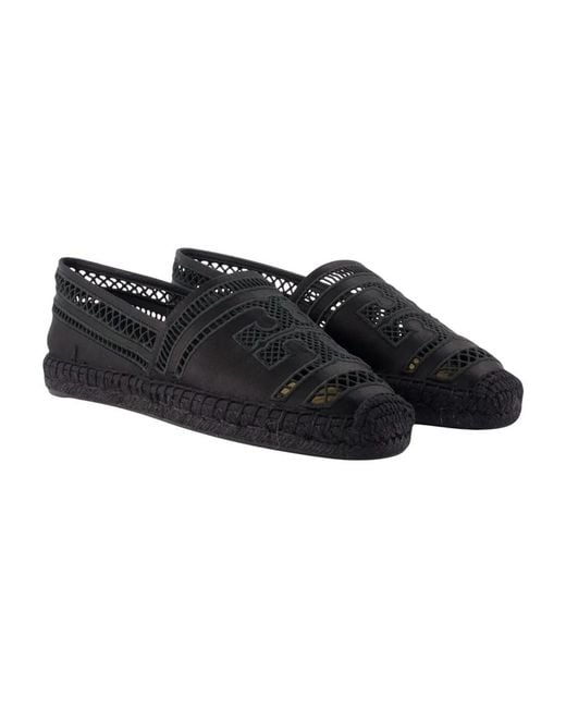 Tory Burch Black Open Weave Espadrilles