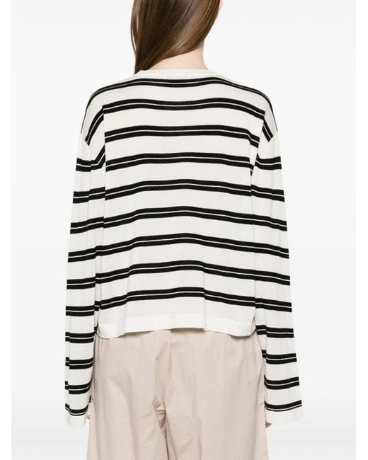 Soft Goat White Horizontal Stripe Top