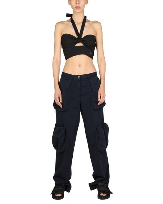 1/OFF Black Top With Crossed Straps