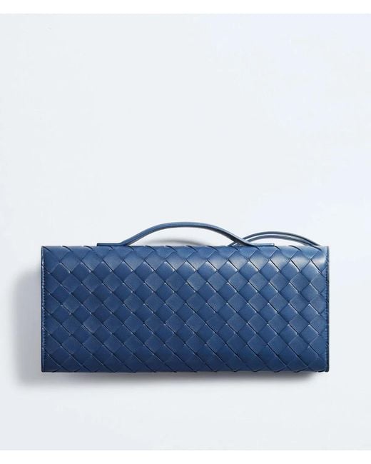 Bottega Veneta Blue Venezia Andiamo Long Intreccio Leather Clutch