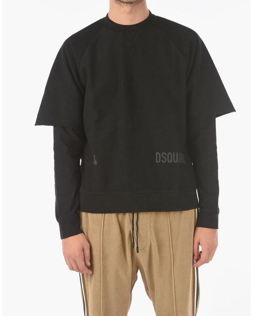 DSquared² Black Cool Fit Double Layer Logo Sweatshirt for men
