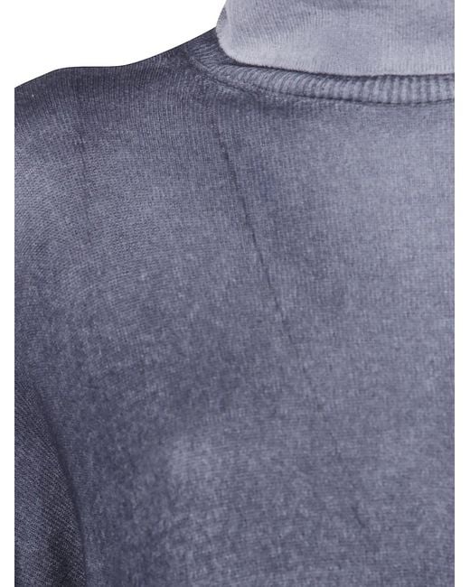 Avant Toi Blue Gradient Effect High Neck Oversize Pullover With Slits