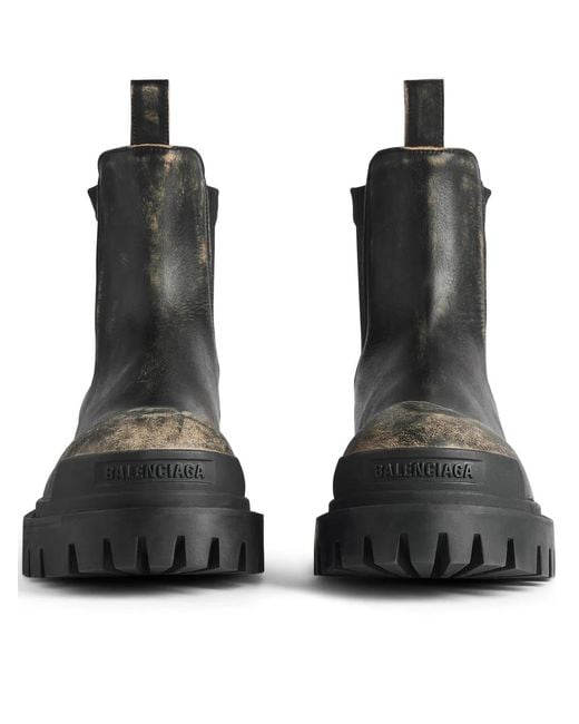 Balenciaga Black Strike Chelsea Calfskin Boots for men