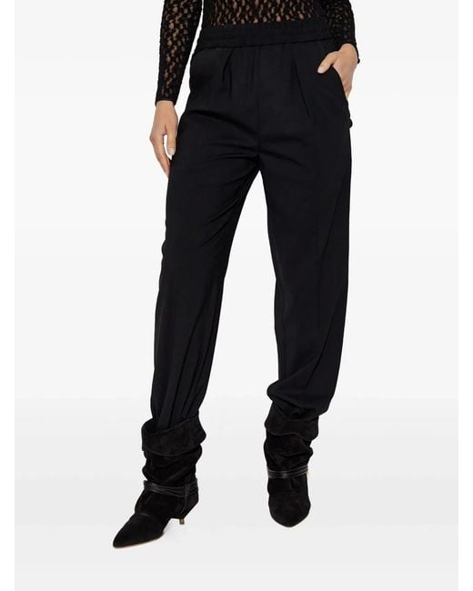 Isabel Marant Black Wool Elastane Straight Pants