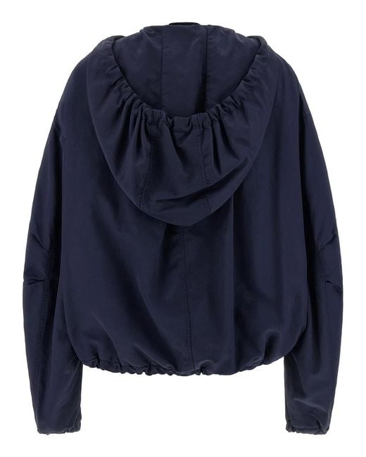 The Attico Blue Hooded Bomber Jacket