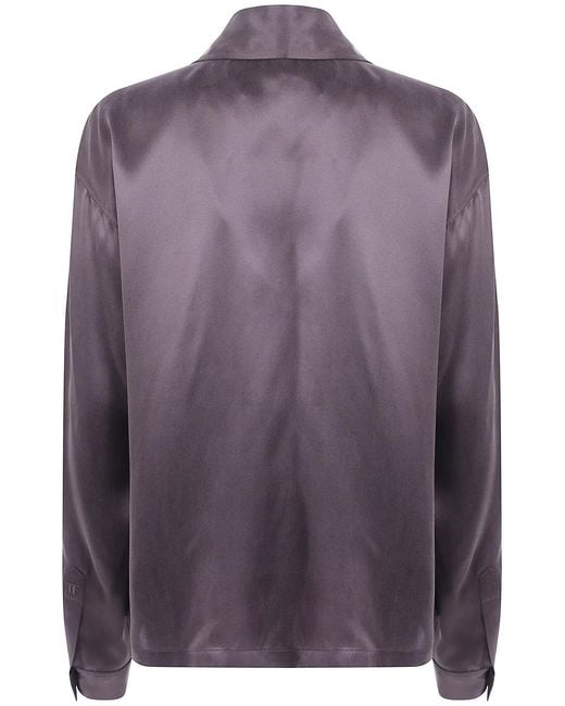 Tom Ford Purple Peach Feel Silk Satine Polo Shirt