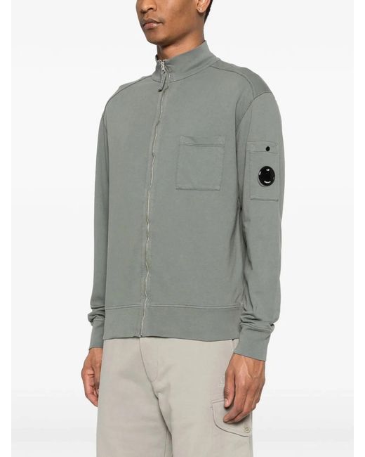 C P Company Gray C.P.Company Polo Collar Cotton Sweatshirt for men