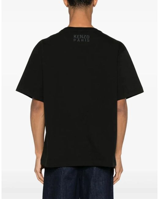 KENZO Black Gots Happy Tiger Logo T-Shirt for men