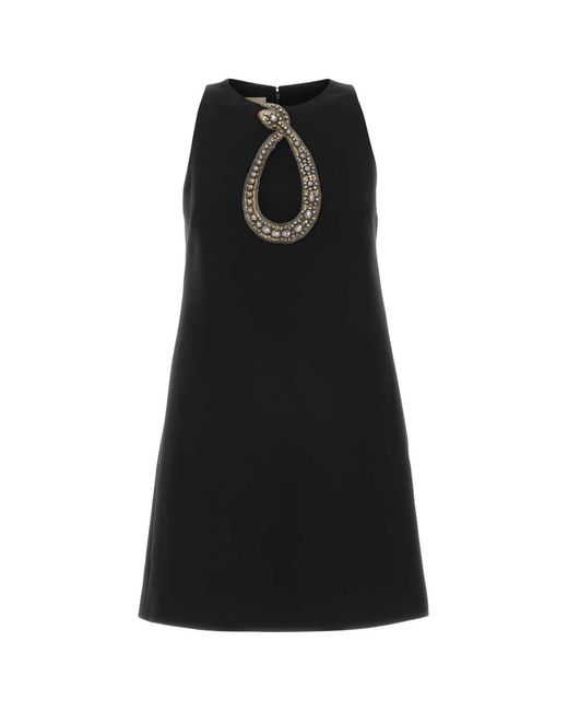 Valentino Garavani Black Embroidered Mini Dress