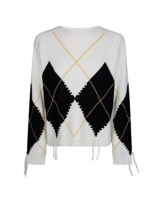 Pinko Black Berna Pull Argyle Traforato