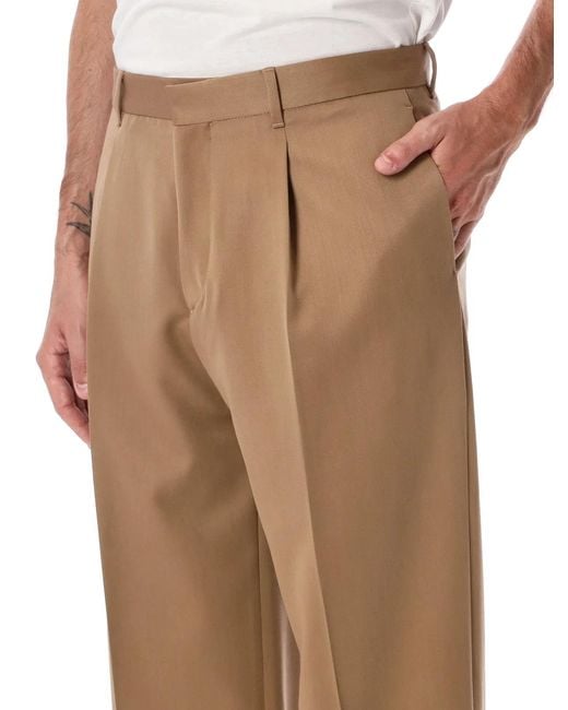 Lardini Natural Pleated Wool Trousers for men