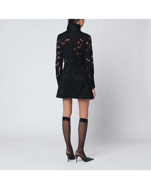Patou Black Mini Dress With Buckle Collar