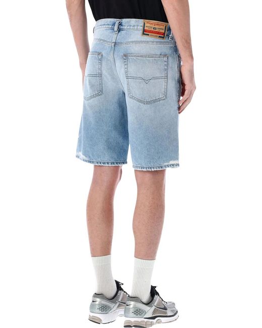 DIESEL Blue Regular Fit Knee-Length Denim Shorts for men