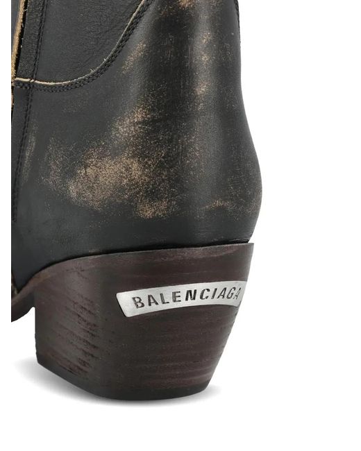 Balenciaga Brown Memphis Worn Leather Ankle Boots