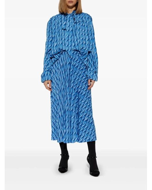 Balenciaga Blue Printed Dress