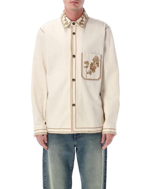 Isabel Marant Natural Marant Rudy Floral Embroidered Overshirt for men