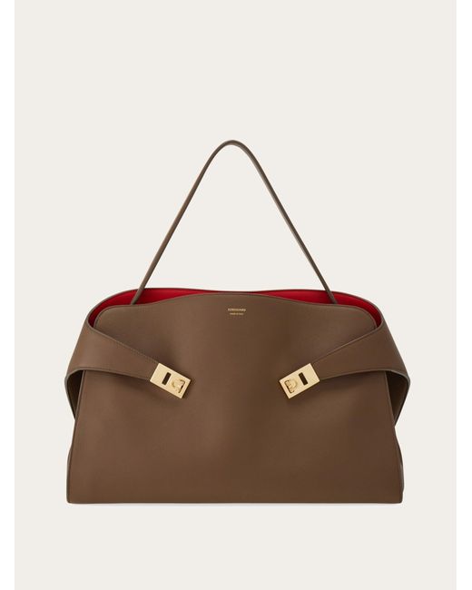 Ferragamo Brown Hug Soft Shoulder Bag