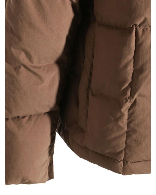 Stone Island Brown Cotton Nylon Canvas Down Jacket for men