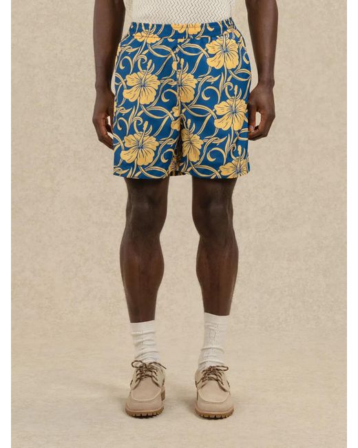Drole de Monsieur Blue Short Plage Hibiscus for men