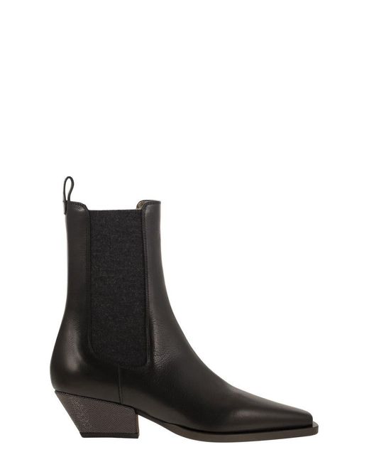 Brunello Cucinelli Black Leather Boots