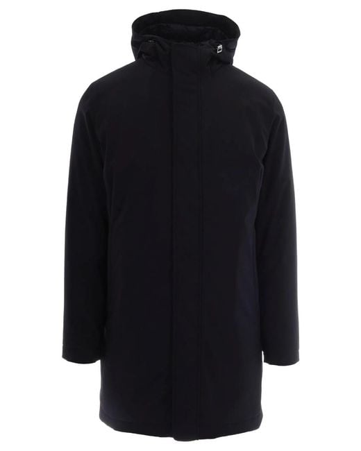 Herno Blue Hooded Zip-Fastening Coat for men