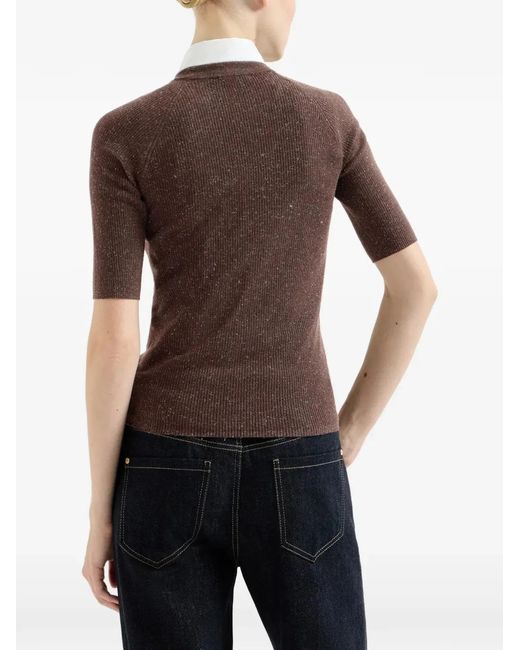 Brunello Cucinelli Brown Ribbed-Knit Jumper