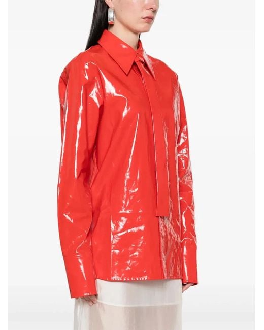 Jil Sander Red Camisa Corbata