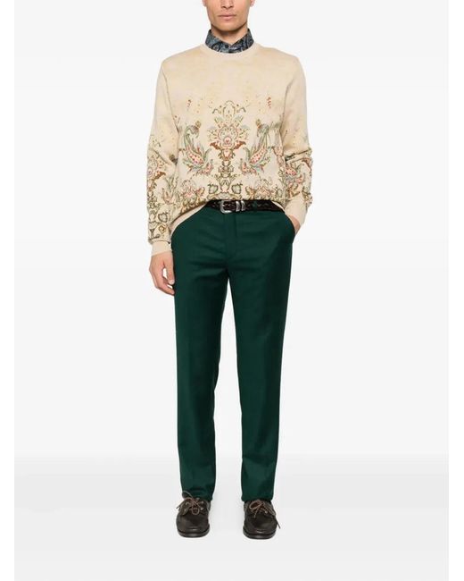 Etro Natural Paisley Print Crew Neck Sweater for men