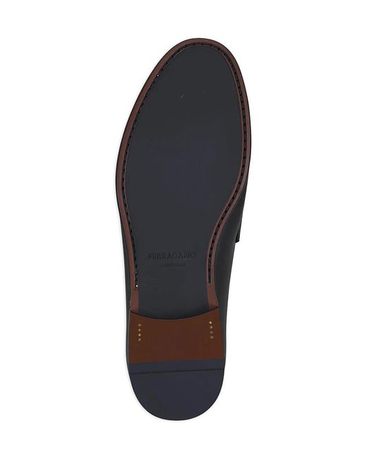 Ferragamo Black Avril Gancini Buckle Loafers for men