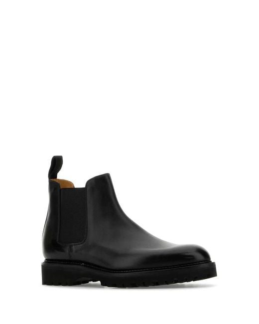 John Lobb Black Leather Lawry Ankle Boots for men