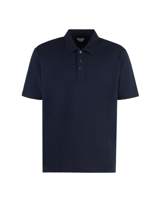 Bottega Veneta Blue Short Sleeve Cotton Polo Shirt for men
