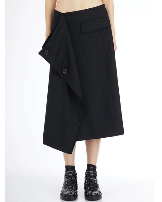 Comme des Garçons Black Long Wool Skirt