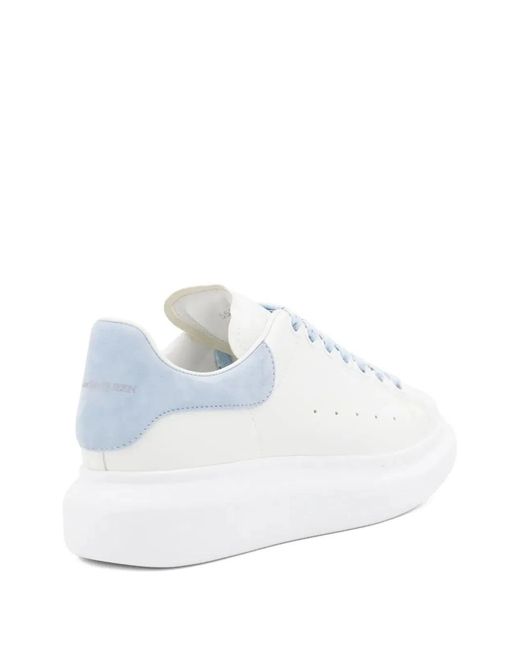 McQueen White Leather Suede Platform Sneakers