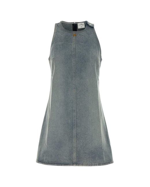 Courreges Gray Heritage Denim A-Line Dress