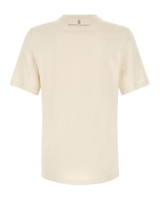 Brunello Cucinelli Natural 'Ars Imitatur Naturam' T-Shirt for men