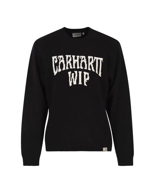 Carhartt Black Cotton Crew Neck Jumper With Jacquard Logo